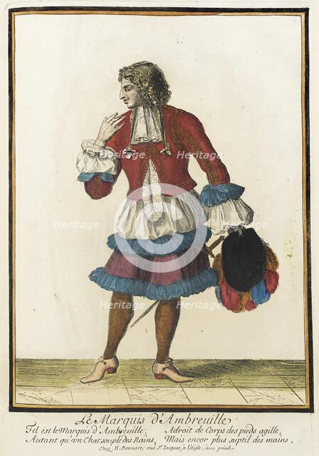 Recueil des modes de la cour de France, 'Le Marquis d'Ambreuille', between circa 1678 and circa 1693 Creator: Nicolas Bonnart.