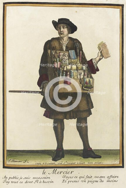 Recueil des modes de la cour de France, 'Le Mercier', after 1674. Creators: Jean-Baptiste Bonnart, Nicolas Bonnart.