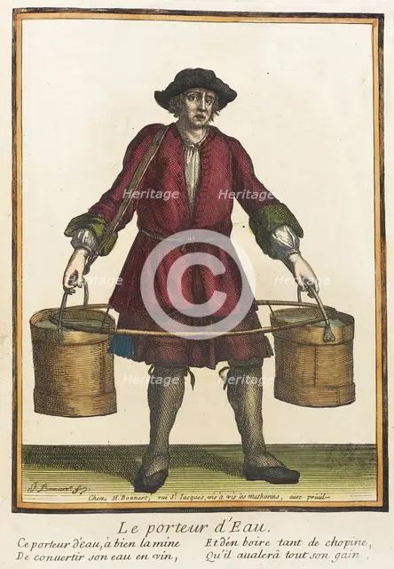 Recueil des modes de la cour de France, 'Le Porteur d'Eau', between 1675 and 1685. Creators: Jean-Baptiste Bonnart, Henri Bonnart.