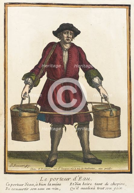 Recueil des modes de la cour de France, 'Le Porteur d'Eau', between 1675 and 1685. Creators: Jean-Baptiste Bonnart, Henri Bonnart.