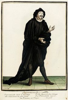 Recueil des modes de la cour de France, Scaramouche between c1678 and c1693. Creator: Nicolas Bonnart