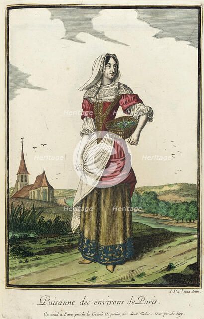 Recueil des modes de la cour de France, 'Paisanne des Environs de Paris', between c1678 and c1693. Creator: Jean de Dieu.