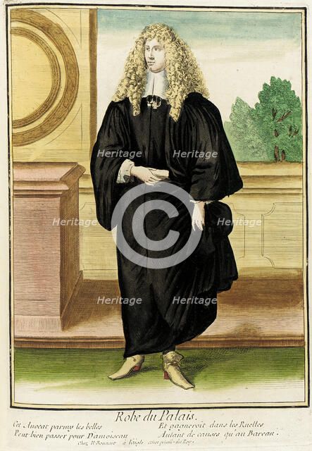 Recueil des modes de la cour de France, 'Robe du Palais', between circa 1678 and circa 1693. Creator: Nicolas Bonnart.