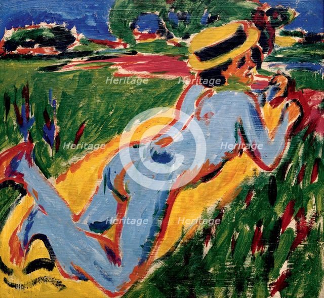 Recycling Blue Nude in a Straw Hat, 1909. Artist: Kirchner, Ernst Ludwig (1880-1938)