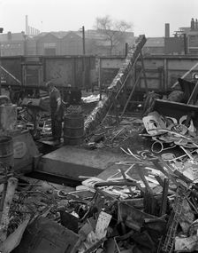 Recycling scrap, Rotherham, South Yorkshire, 1965. Creator: Michael Walters