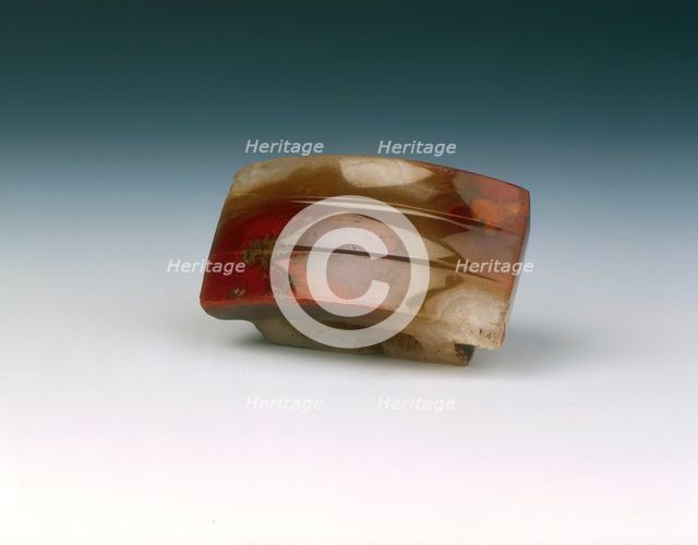 Red agate dagger scabbard slide, Western Han dynasty, China, 206 BC-8. Creator: Unknown.