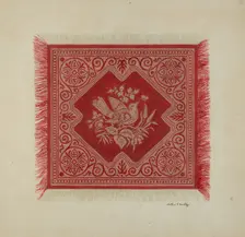 Red and White Table Napkin, c. 1939. Creator: Merkley, Arthur G.