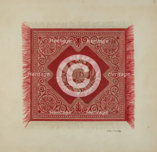 Red and White Table Napkin, c. 1939. Creator: Merkley, Arthur G..