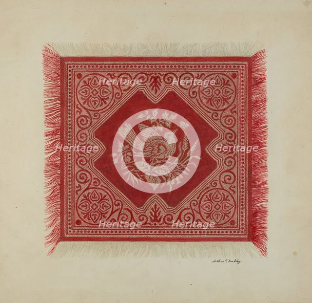 Red and White Table Napkin, c. 1939. Creator: Merkley, Arthur G..