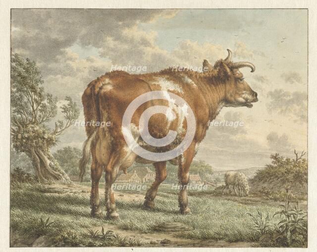 Red-and-white cow in a landscape, 1783. Creator: Jacob Cats.