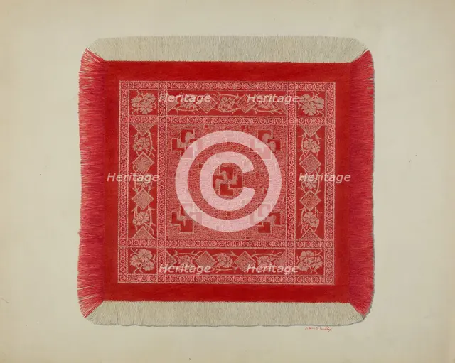 Red and White Napkin, c. 1941. Creator: Merkley, Arthur G..