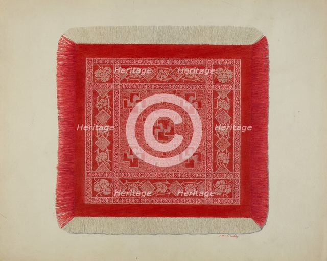 Red and White Napkin, c. 1941. Creator: Merkley, Arthur G..