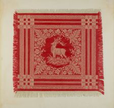 Red and White Napkin (Deer Design), 1935/1942. Creator: Merkley, Arthur G.