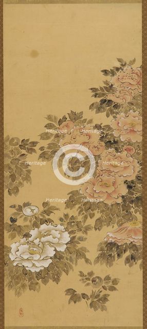 Red and white peonies, Edo period, 1615-1868. Creator: Unknown.
