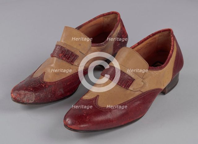Red and cream loafers designed by Pierre Cardin and worn by Fats Domino, late 20th Century. Creator: Unknown.