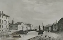 Red Bridge, Saint Petersburg, Russia, 1839. Creator: Samuel Cholet