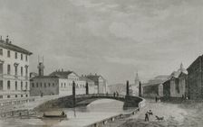 Red Bridge, Saint Petersburg, Russia, 1839. Creator: Samuel Cholet