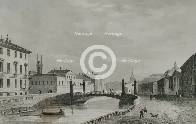 Red Bridge, Saint Petersburg, Russia, 1839. Creator: Samuel Cholet.