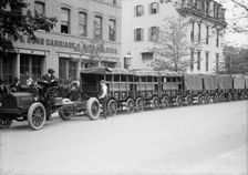 Red Cross, American - Army Trucks And Trailers For Red Cross Supplies, 1917. Creator: Harris & Ewing