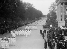 Red Cross, American - Dedication of Building. Nurses Parade And Motor Corps, 1917. Creator: Harris & Ewing