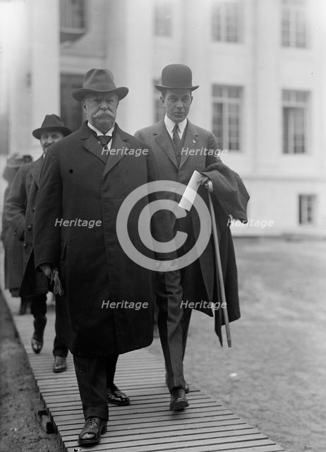 Red Cross, American - William H. Taft And Charles D. Norton Leaving Red Cross Building, 1917. Creator: Harris & Ewing.