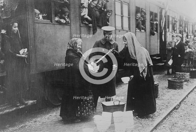 Red Cross canteen worker in Ancona, between c1915 and 1918. Creator: Bain News Service.