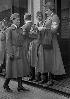 Red Cross - Front: Mrs. E.B. Miller; Mrs. William F. Patten; Mrs. J.B. Harriman, 1917. Creator: Harris & Ewing