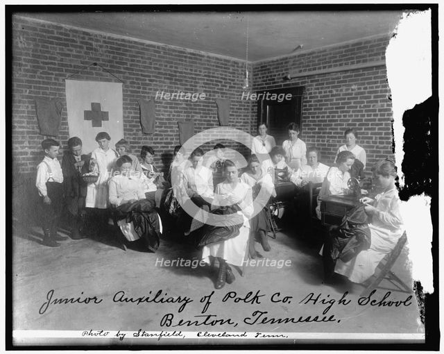 Red Cross: Junior Auxiliary of Polk Co. High School, Benton, Tennessee, between 1910 and 1920. Creator: Harris & Ewing.
