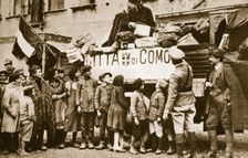 Red Cross supplies for war victims in Como, Italy, World War I, c1914-c1918. Creator: Unknown