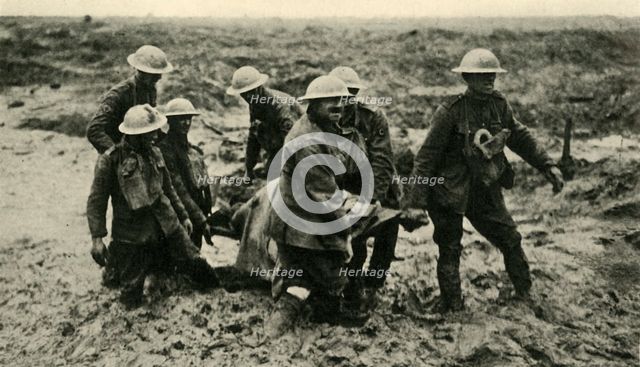 'Red Cross Work in the Flanders Mud', First World War, 1 August 1917, (c1920). Creator: Unknown.