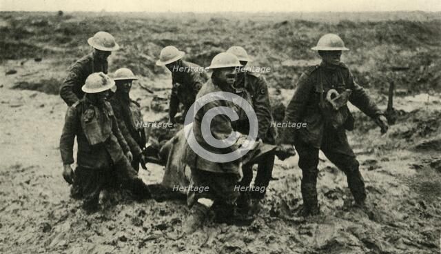 'Red Cross Work in the Flanders Mud', First World War, 1 August 1917, (c1920). Creator: Unknown.