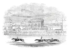 "Red Deer" winning the "Chester Cup" - from a sketch made on the spot, 1844. Creator: Unknown