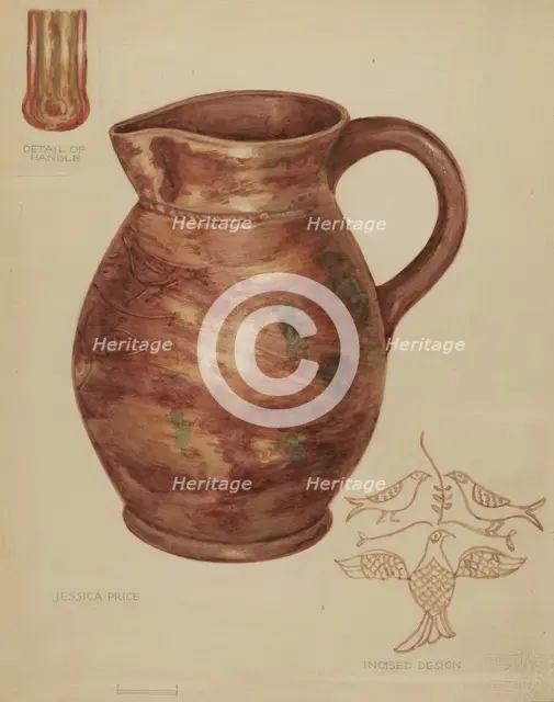 Red Earthenware Pitcher, 1935/1942. Creator: Jessica Price.