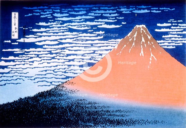 'Red Fuji', 1823-1831.  Artist: Hokusai