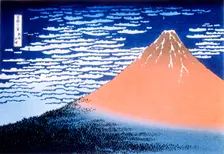 Red Fuji 1823-1831. Artist: Hokusai