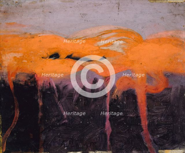 Red Flamingoes, study for book Concealing Coloration in the Animal Kingdom, ca. 1905-1909. Creator: Abbott Handerson Thayer.
