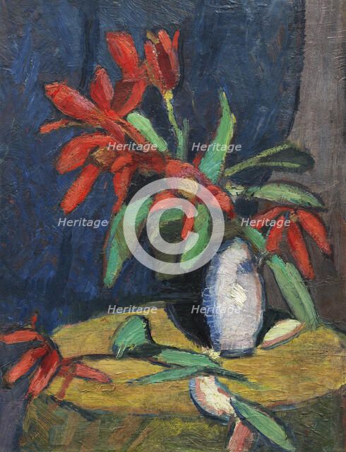 Red flowers in white jug, 1911. Creator: Stenner, Hermann (1891-1914).