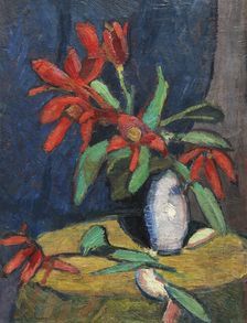 Red flowers in white jug, 1911. Creator: Stenner, Hermann (1891-1914)