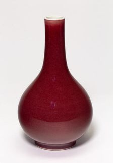 Red-Glazed Bottle Vase, Qing dynasty (1644-1911), Yongzheng period (1723-1735). Creator: Unknown