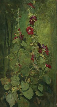 Red Hollyhocks, 1860s. Creator: La Farge, John (1835-1910)