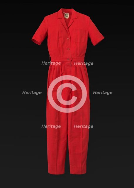 Red jumpsuit designed by Willi Smith, 1969-1987. Creator: Willi Smith.