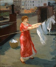 Red Kimono on the Roof, 1912. Creator: John Sloan