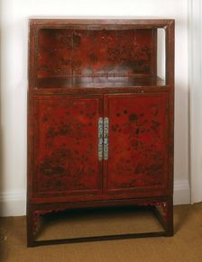 Red lacquer display cabinet, China, 1550-1644. Creator: Unknown