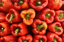 Red peppers in a market, Mallorca, Spain