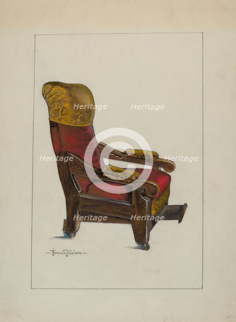 Red Plush Morris Chair, c. 1937. Creator: Florence Truelson.