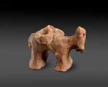 Red Polished / Matt-Polished donkey figurine with panniers, c20th century BC