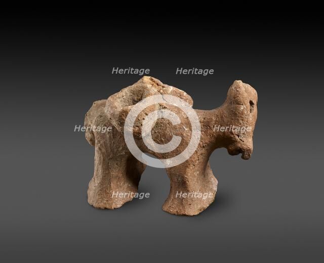 Red Polished / Matt-Polished donkey figurine with panniers, c20th century BC. Artist: Unknown.