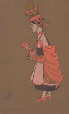 Red Queen (costume design for Alice-in-Wonderland) 1915). Creator: William Penhallow Henderson