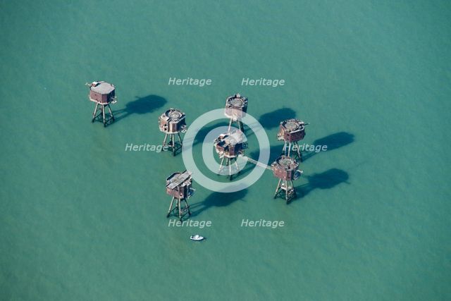 Red Sands Fort, World War II anti-aircraft defences, Thames Estuary, 2015. Creator: Historic England.