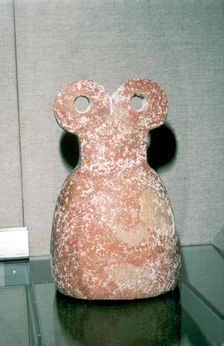 Red terracotta Eye Idol, Tell Brak, N.Syria, Chalcolithic period, 3300 -3000 BC